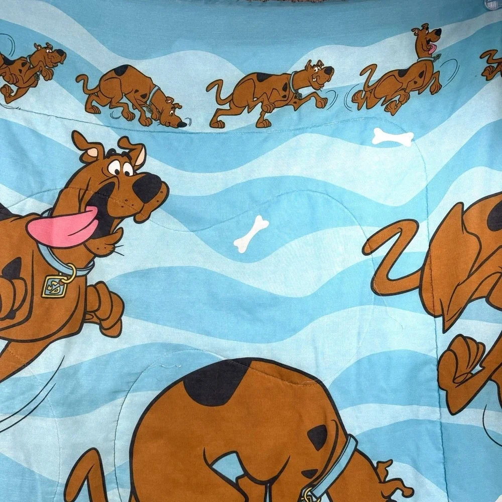 VTG‎ 90s Scooby Doo Blanket Twin Comforter *Flaws* Shaggy Blue
